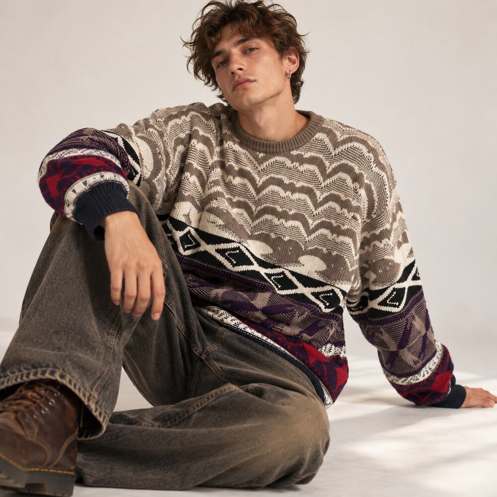VTG 90s London Fog Cotton Chunky Knit Sweater Coogi Style Unisex Grandpa Fall